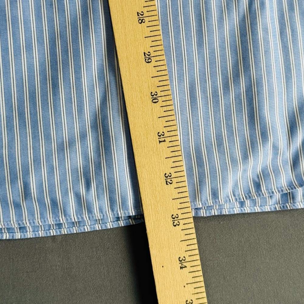 Nautica Premium Non Iron Striped Dress Shirt Men Size 16 34 35 Blue White French - Picture 7 of 16